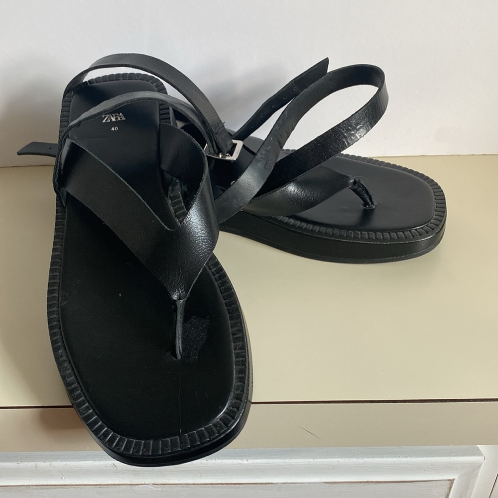 Women's Black Strappy around ankle Sandals by Zara - Picture 2 of 4